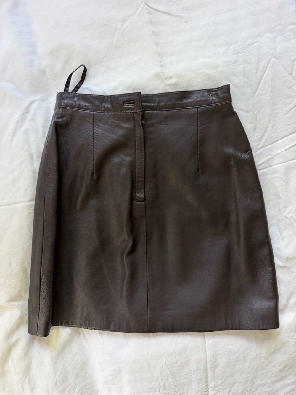 Vintage Spiegel Leather Chocolate Brown Mini Skirt - Picture 2 of 5